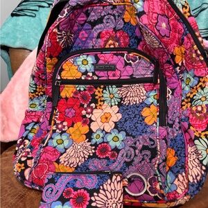 Vera Bradley Colorful Floral Backpack matching card holder NWT